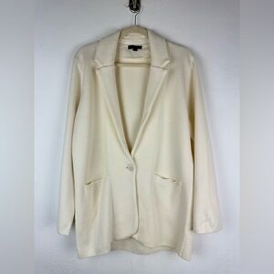 J. Crew Cecile Relaxed Ivory Sweater Blazer Women’s M Cotton Merino Wool Poly